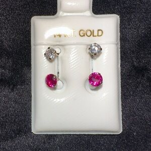 14 k telephone Elegant white and ruby  Earrings